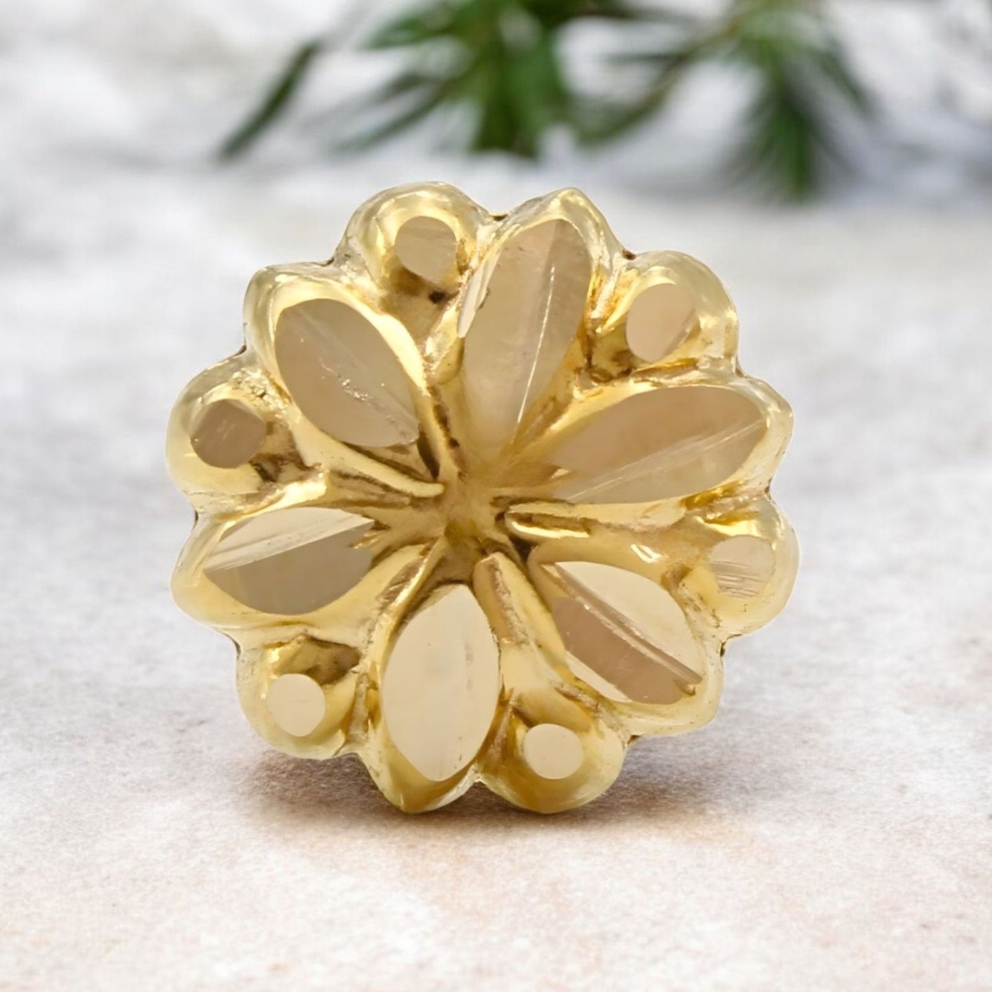 18K Real Gold Two in One women Nose pin cum Earring Gold Screw Back