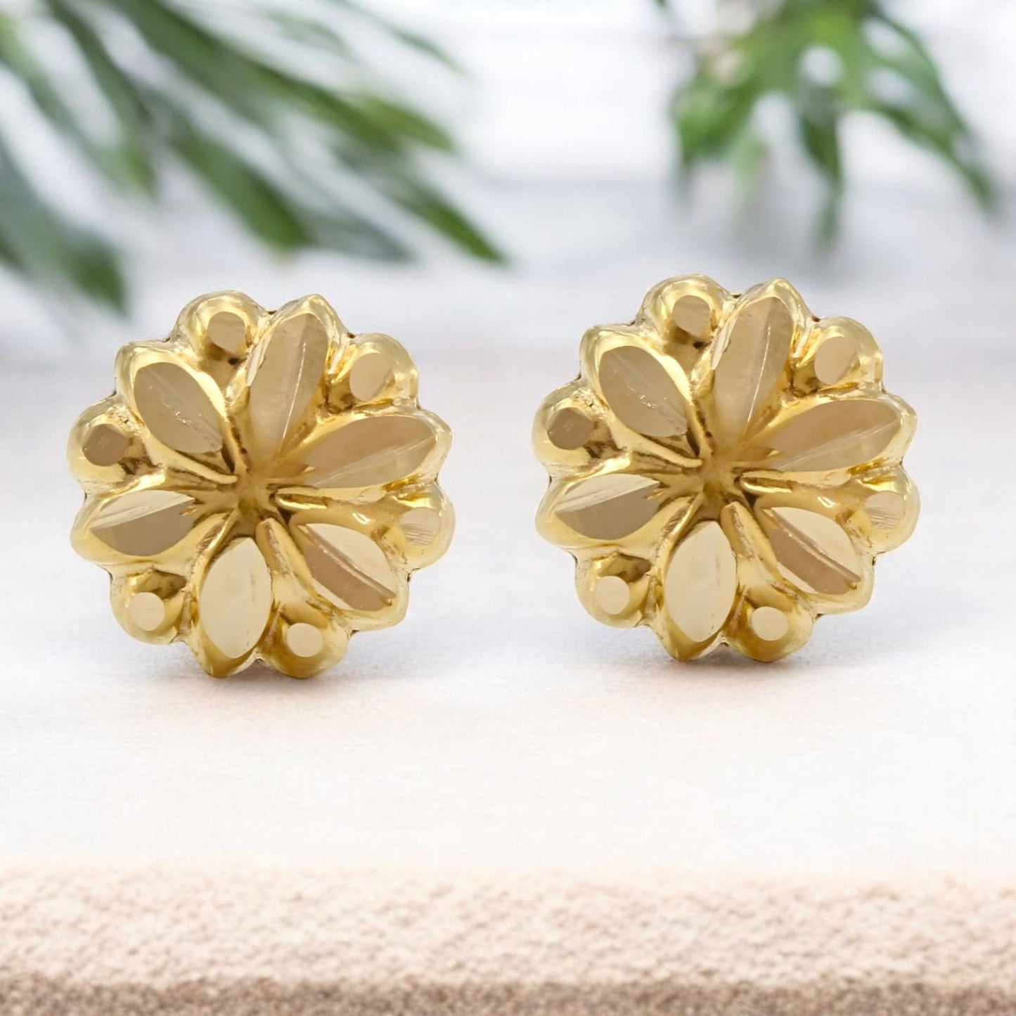 18K Real Gold Two in One women Nose pin cum Earring Gold Screw Back