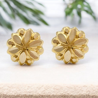 18K Real Gold Two in One women Nose pin cum Earring Gold Screw Back