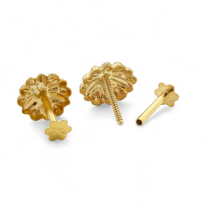 18K Real Gold Two in One women Nose pin cum Earring Gold Screw Back