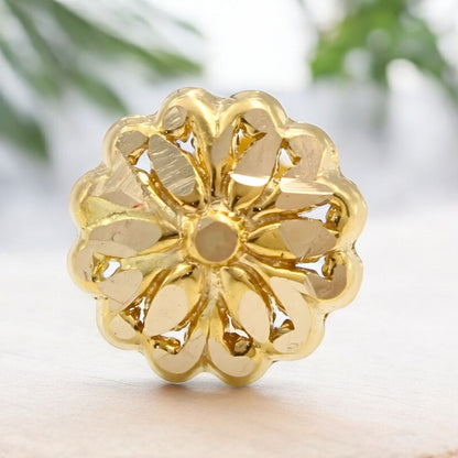 18K Real Gold Two in One women Nose pin cum Earring Gold Screw Back