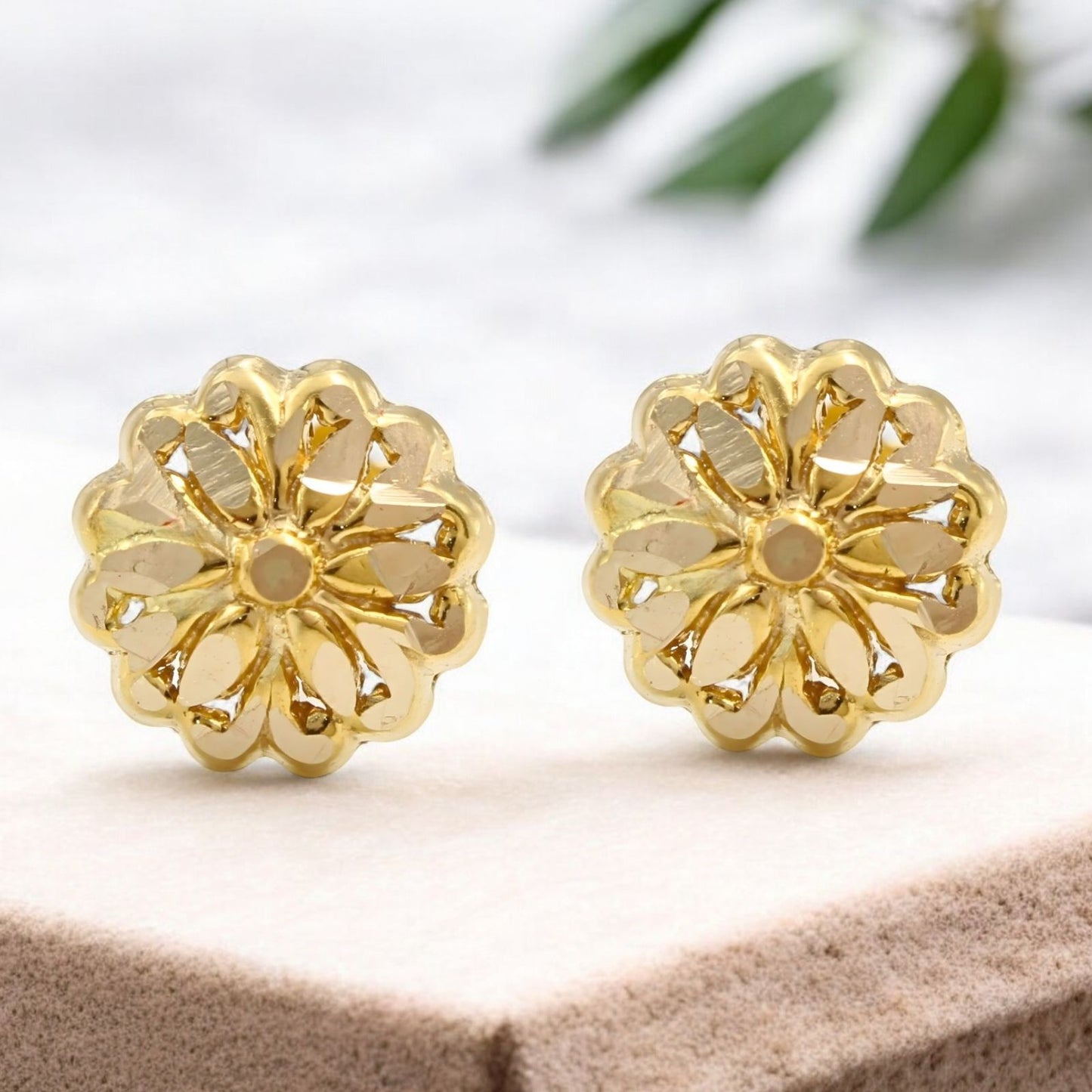 18K Real Gold Two in One women Nose pin cum Earring Gold Screw Back