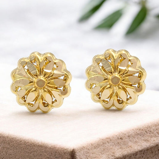 18K Real Gold Two in One women Nose pin cum Earring Gold Screw Back