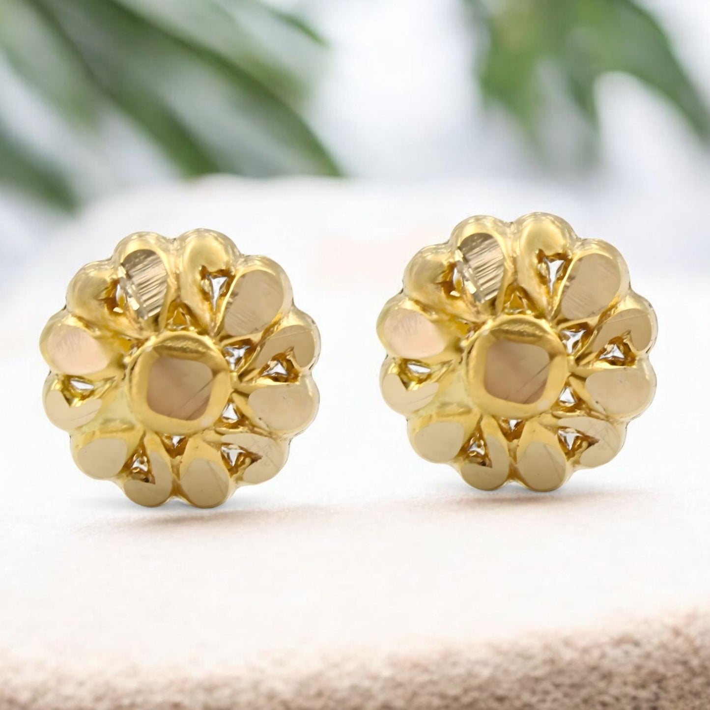 Small 18K Real Gold Two in One women Nose pin cum Earring Gold Screw Back