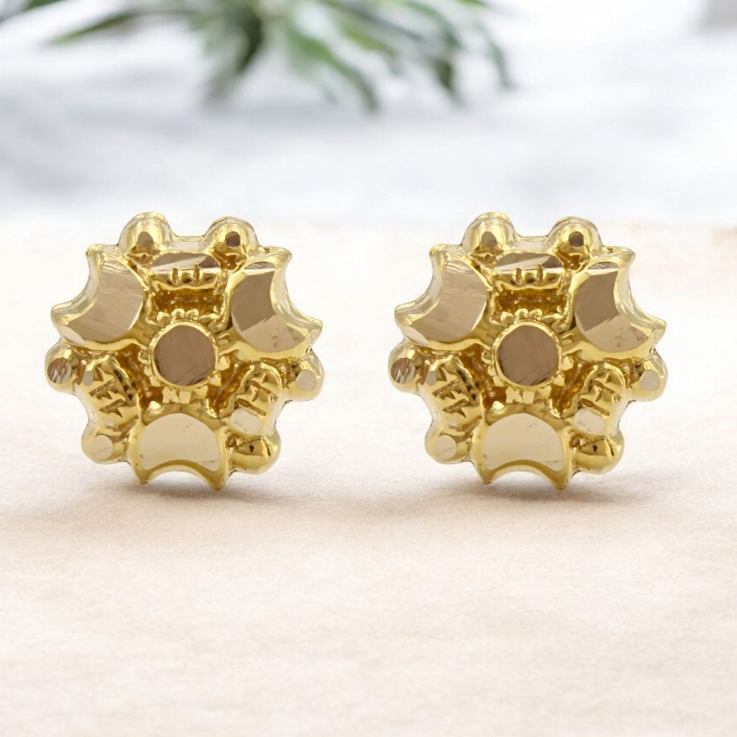 Unique 18K Real Gold Two in One women Nose pin cum Earring Gold Screw Back