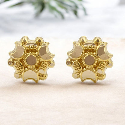 Unique 18K Real Gold Two in One women Nose pin cum Earring Gold Screw Back