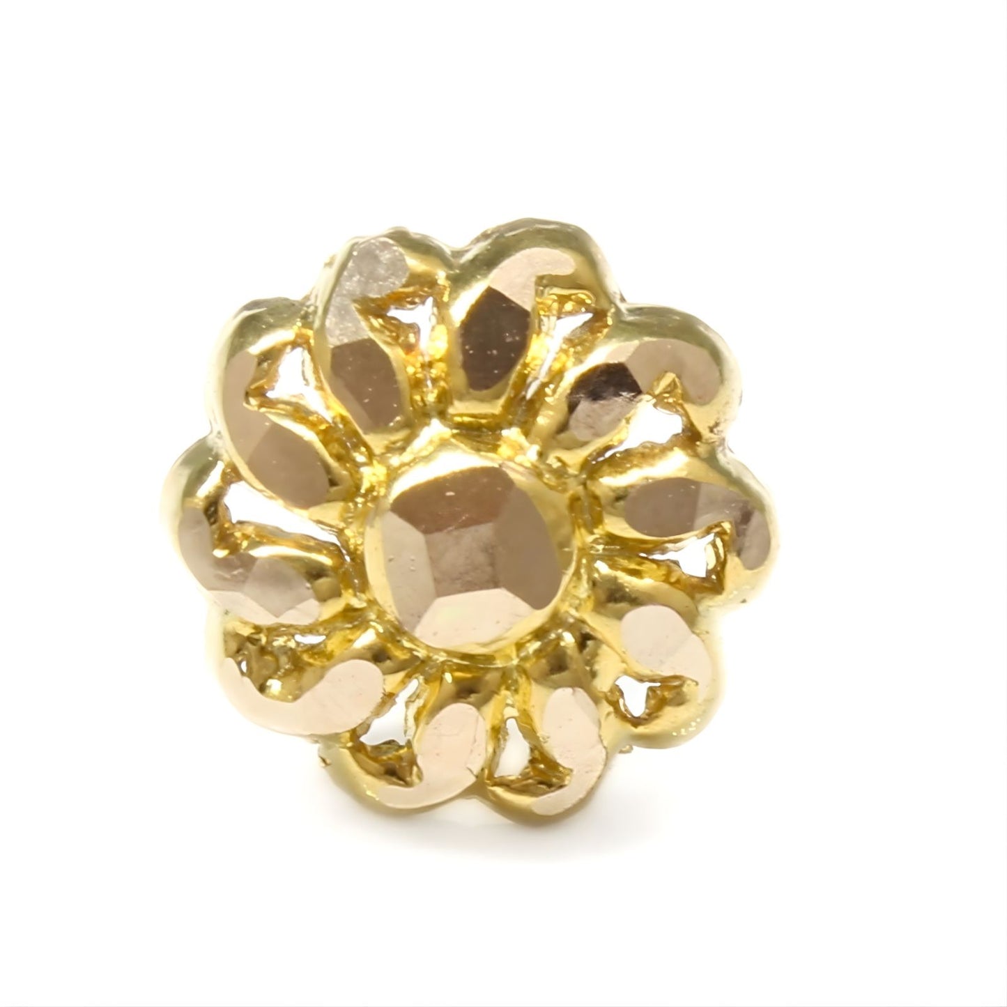 18K Real Gold women spiral Nose pin nose ring Push Pin