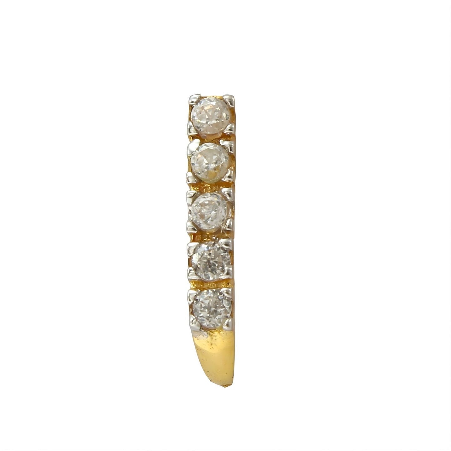 Vertical 18K Real Gold White CZ Nose pin nose ring Push Pin