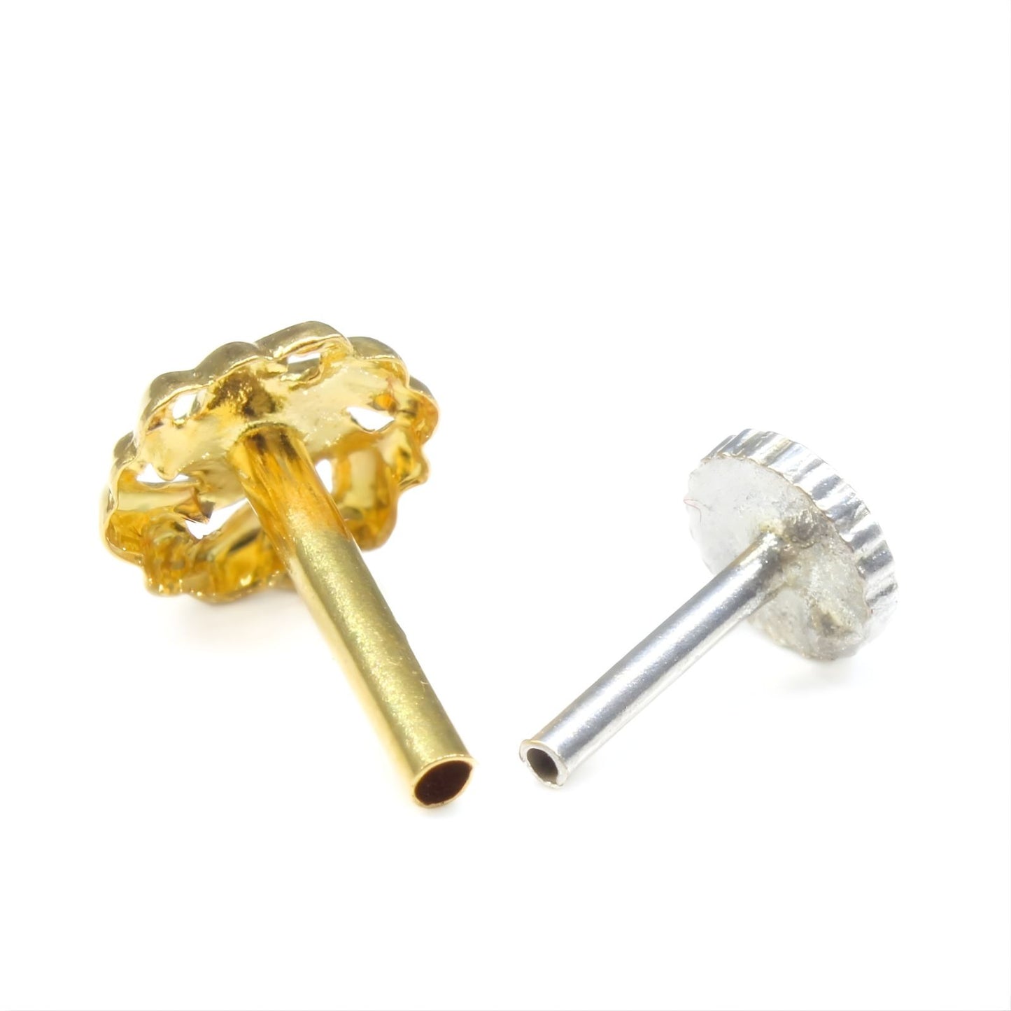 18K Real Gold women spiral Nose pin nose ring Push Pin