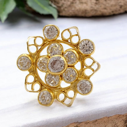 Divine 18K Real Gold White CZ Nose pin nose ring Push Pin