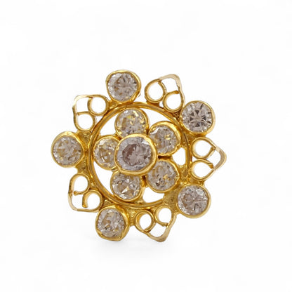 Divine 18K Real Gold White CZ Nose pin nose ring Push Pin