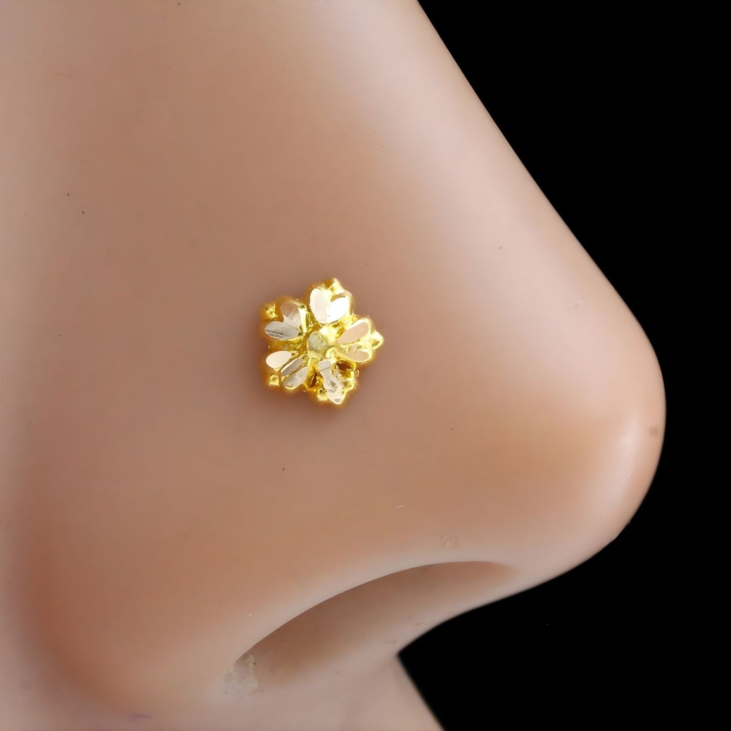 18K Real Gold women Nose pin nose ring Push Pin