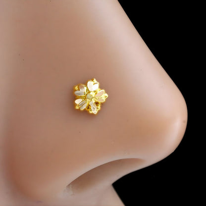 18K Real Gold women Nose pin nose ring Push Pin