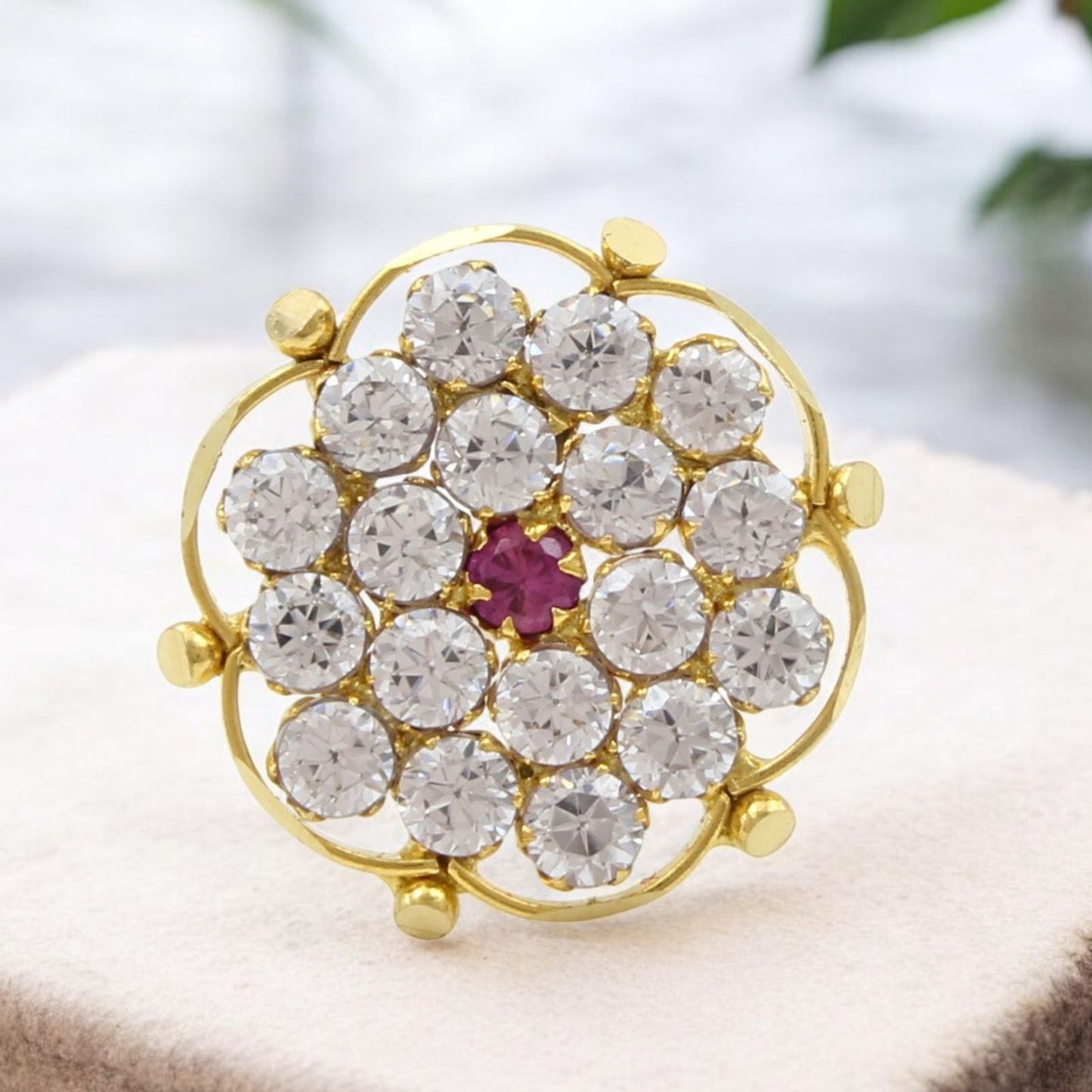 18K Real Gold Pink White CZ Divine Nose pin nose ring Push Pin