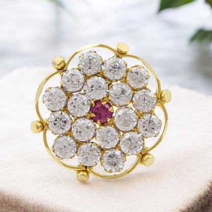 18K Real Gold Pink White CZ Divine Nose pin nose ring Push Pin