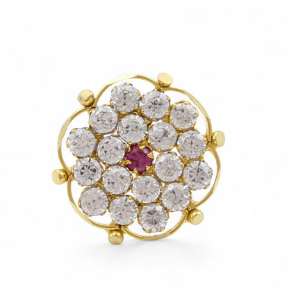 18K Real Gold Pink White CZ Divine Nose pin nose ring Push Pin
