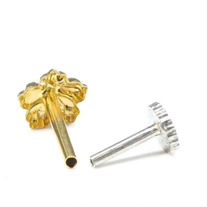 18K Real Gold women Nose pin nose ring Push Pin