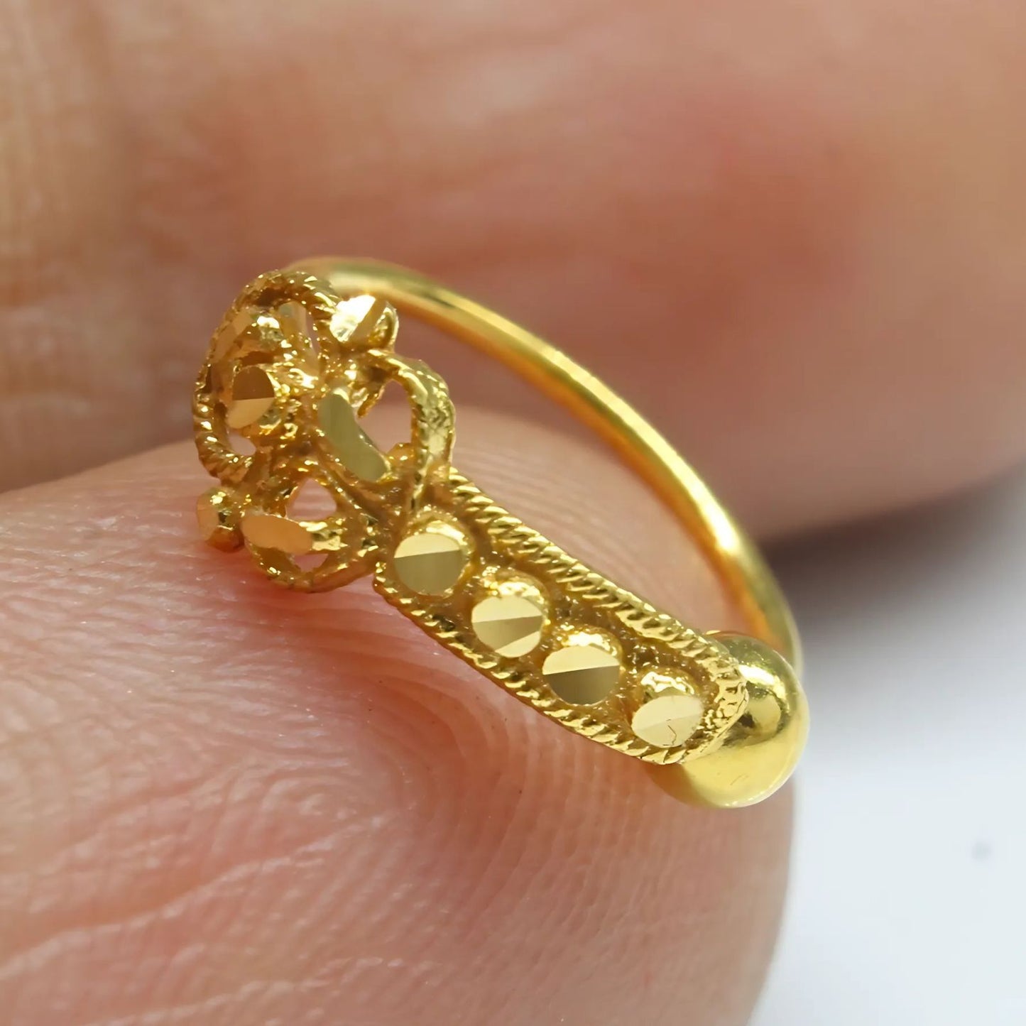 18K Real Gold unique trendy women Nose ring Nose Hoop Ring 22g