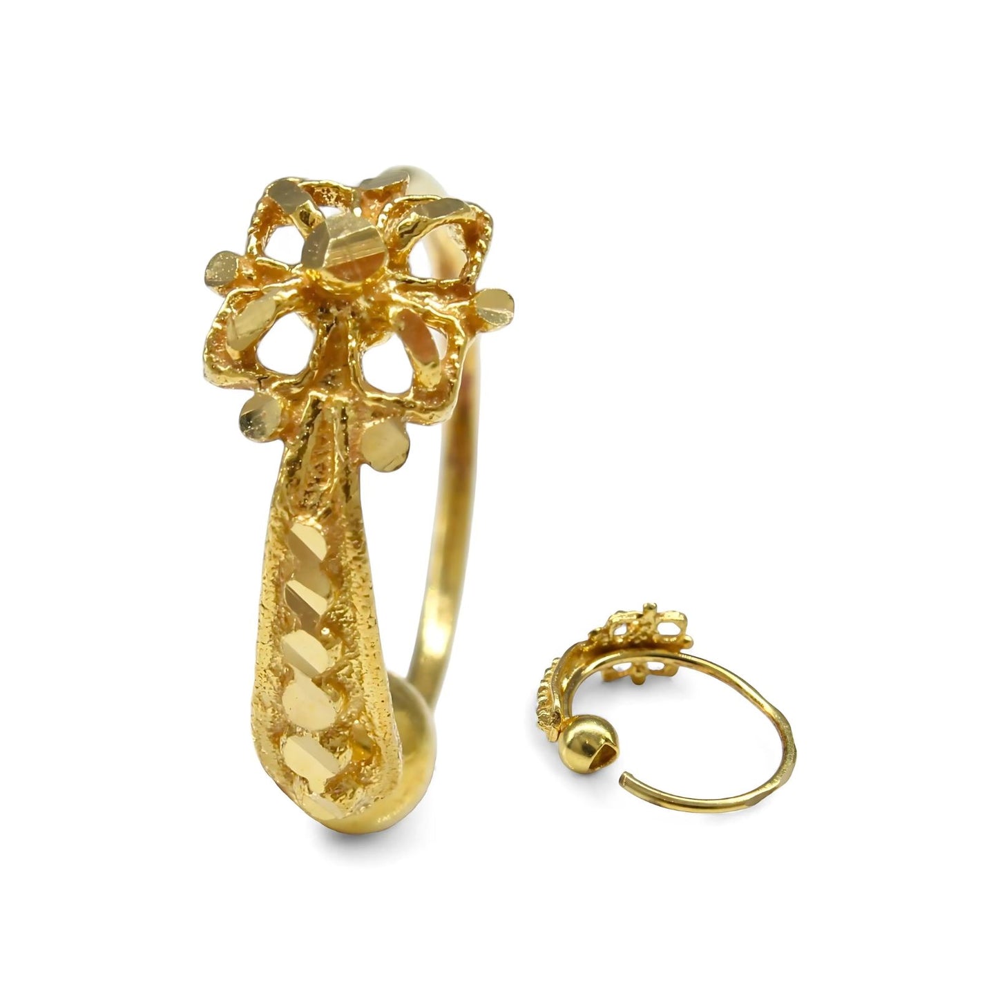 18K Real Gold women vertical design Nose ring Nose Hoop Ring 22g