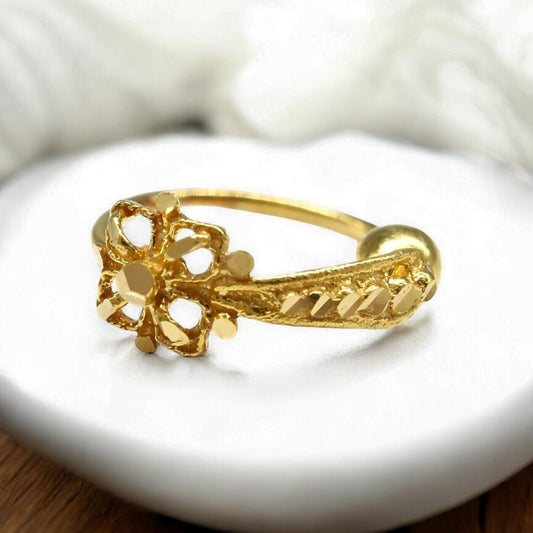 18K Real Gold women vertical design Nose ring Nose Hoop Ring 22g