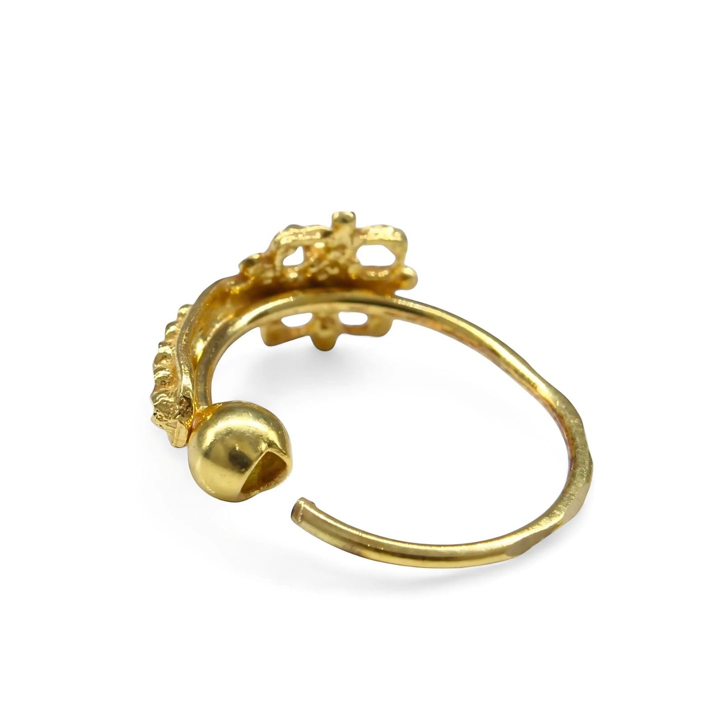 18K Real Gold women vertical design Nose ring Nose Hoop Ring 22g