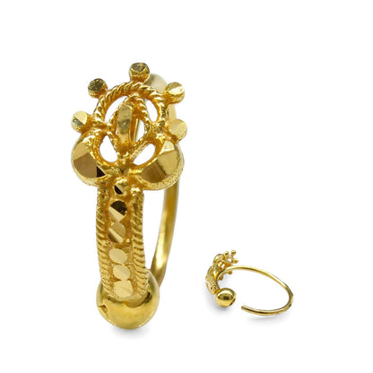 18K Real Gold women cultural design Nose ring Nose Hoop Ring 22g