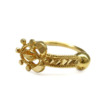 18K Real Gold women cultural design Nose ring Nose Hoop Ring 22g