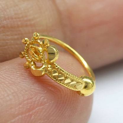 18K Real Gold women cultural design Nose ring Nose Hoop Ring 22g