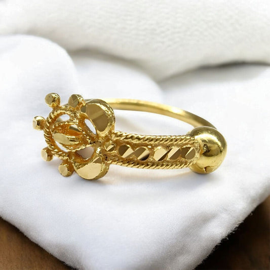 18K Real Gold women cultural design Nose ring Nose Hoop Ring 22g
