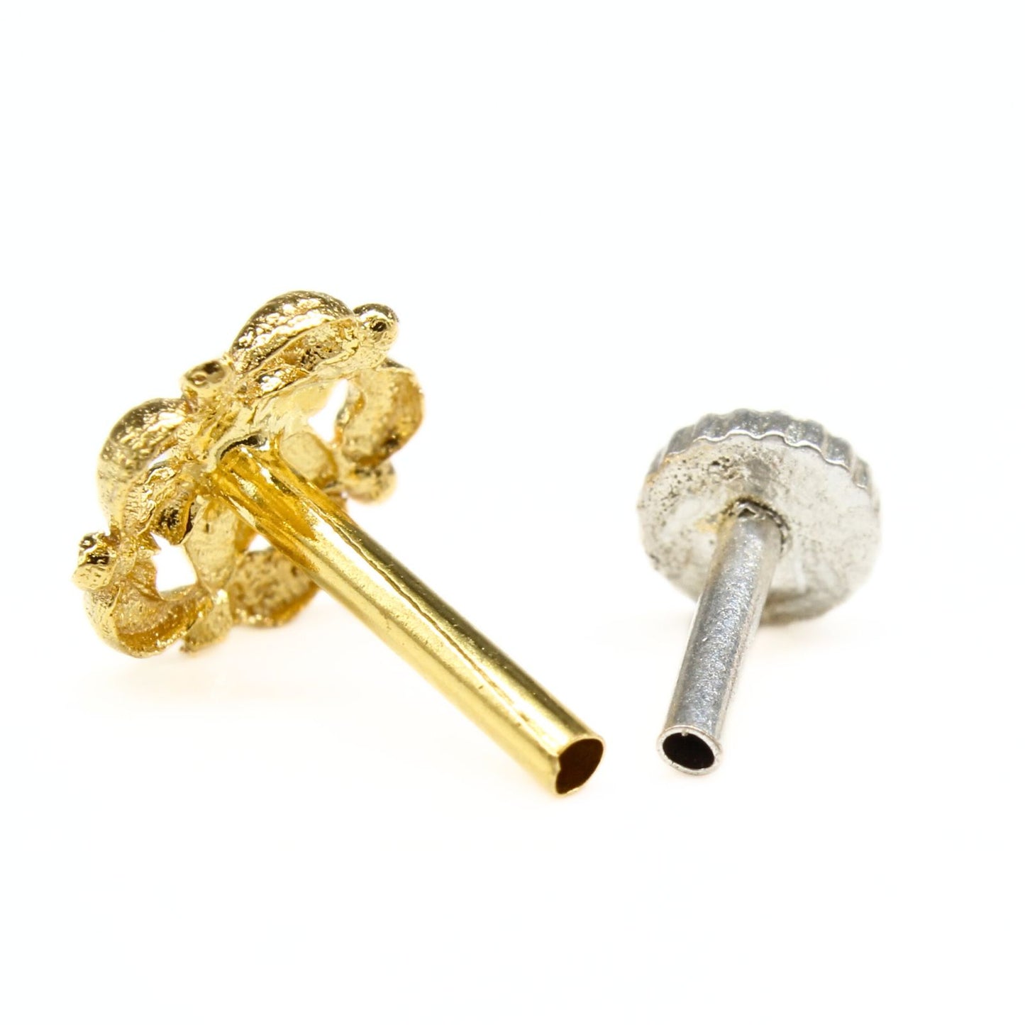 18K Real Gold Floral Nose pin nose ring Push Pin