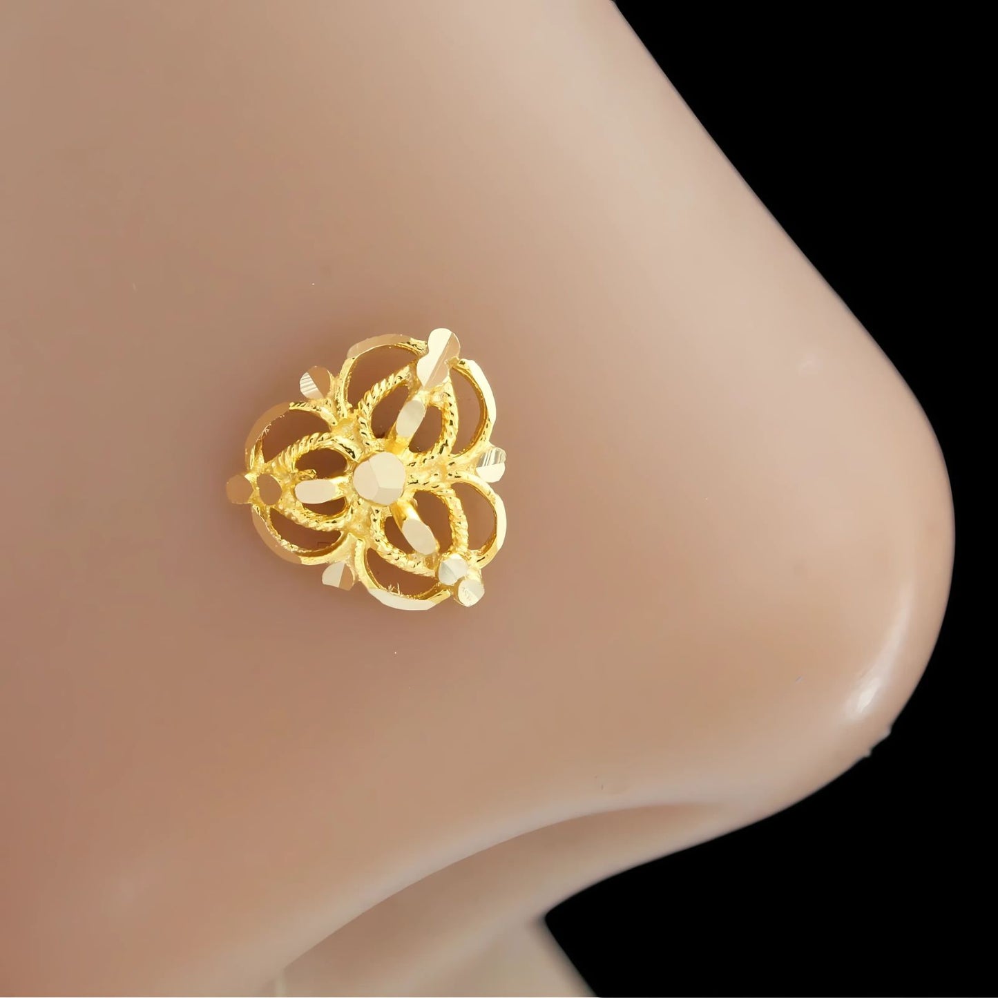 Ethnic style 18K Real Gold Nose pin nose ring Push Pin