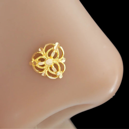 Ethnic style 18K Real Gold Nose pin nose ring Push Pin
