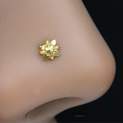 Tiny 18K Real Gold Indian Women Nose stud nose ring Push Pin