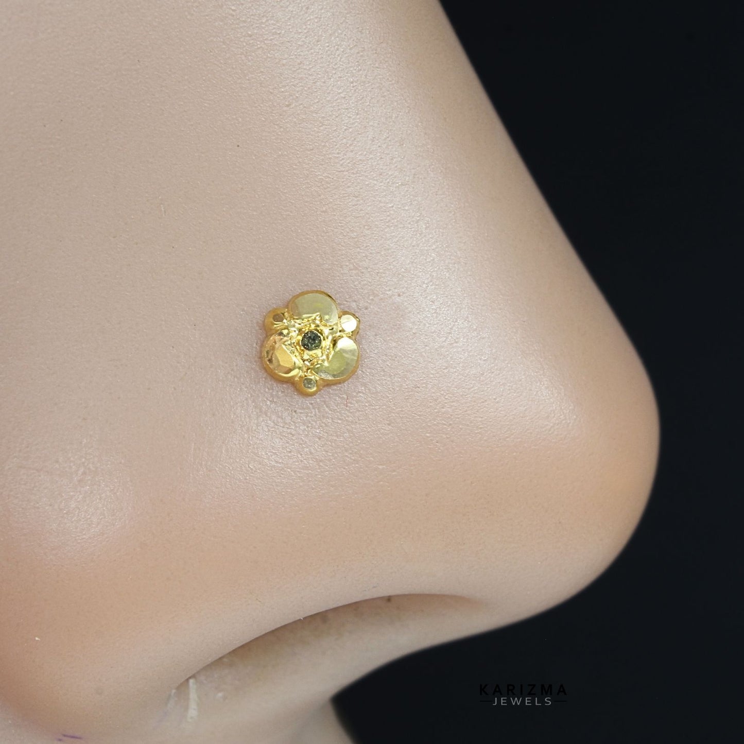 18K Real Gold Indian Women Tiny Nose stud nose ring Push Pin