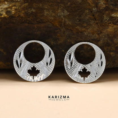 Real Sterling Silver trendy Round Moon Shaped Nattiyan (Nanti) men women earring