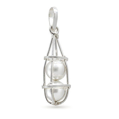 Silver Cage Double Ball Healing Pendant – Nazar Shield Evil Eye Protection Yantra
