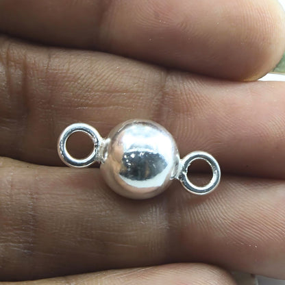 Pure silver Solid Ball Pendant for astrology chandi ki Goli 2 Loops