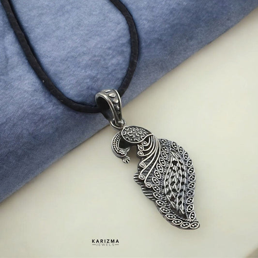 925 Sterling Silver Peacock Elegance handmade Women Pendant