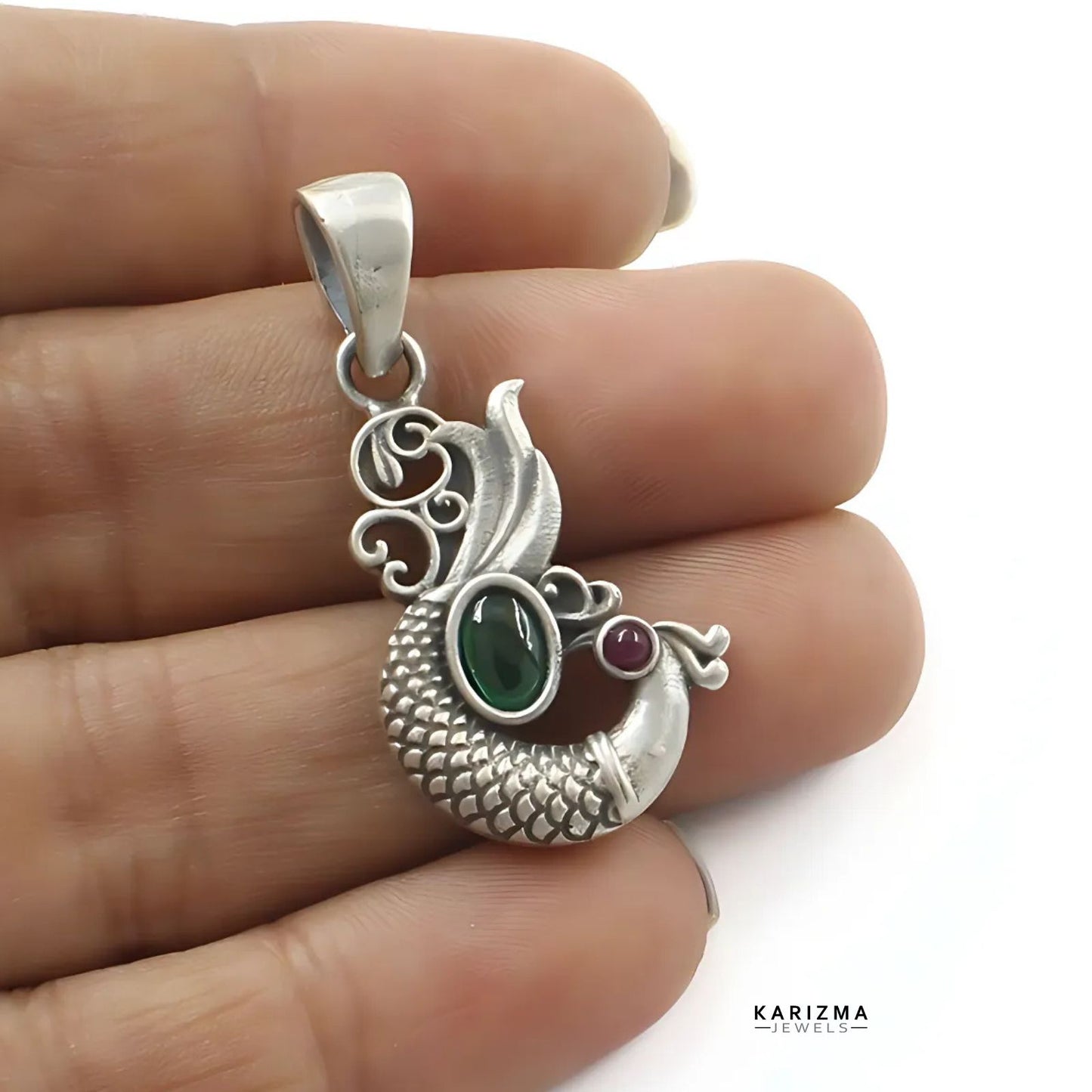 Indian Peacock Design 925 Sterling Silver Oxidized Women Pendant