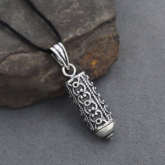 925 Silver Antique Oxidized Filigree Pill Box Tabiz Pendant