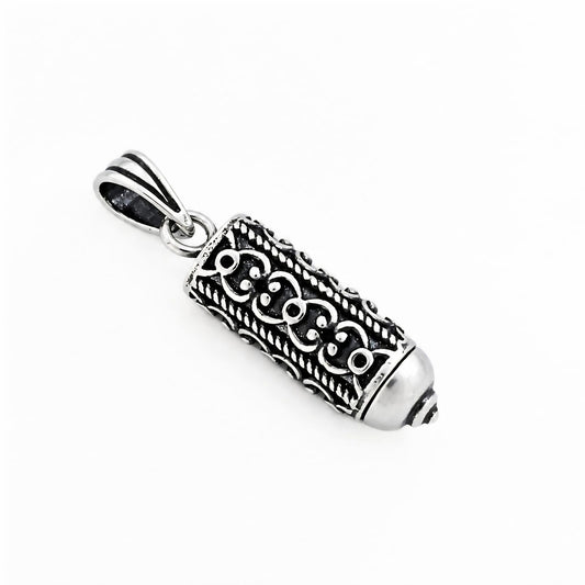 925 Silver Antique Oxidized Filigree Pill Box Tabiz Pendant