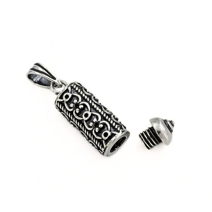 925 Silver Antique Oxidized Filigree Pill Box Tabiz Pendant