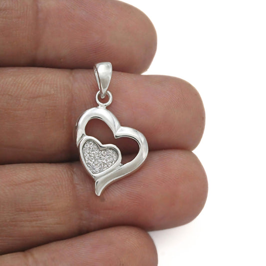 Love Double Heart 925 Sterling Silver Pendant