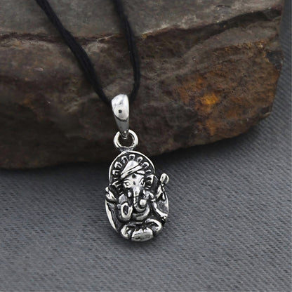 Traditional Mini Ganesha 925 Fine Silver Oxidized Pendant