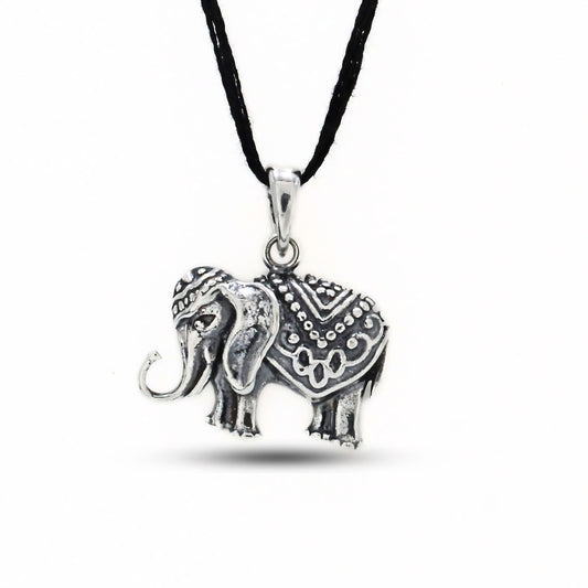 Graceful Elephant 925 Sterling Silver Oxidized Pendant