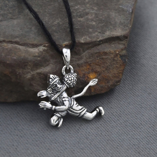 Oxidized 925 Silver Flying Hanumanji Pendant with Gada