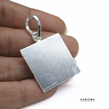 10 Gram - 1 Inch Pure Silver Square Piece pendant Chokor for lal kitab remedies