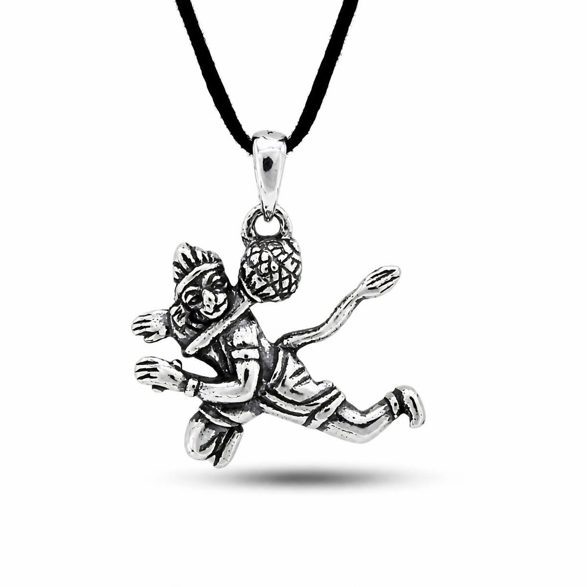 Oxidized 925 Silver Flying Hanumanji Pendant with Gada