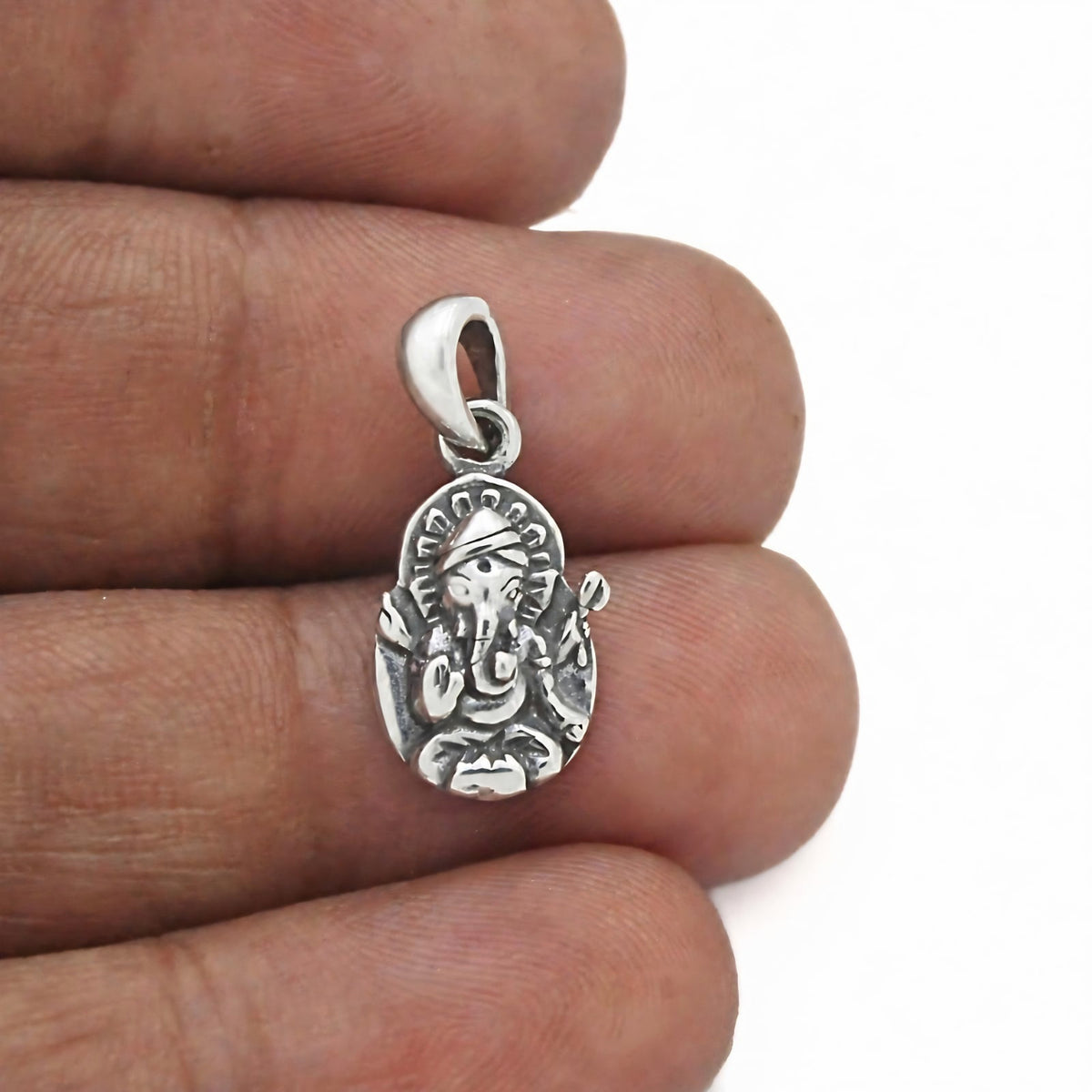 Traditional Mini Ganesha 925 Fine Silver Oxidized Pendant