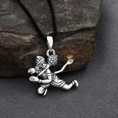 Oxidized 925 Silver Flying Hanumanji Pendant with Gada